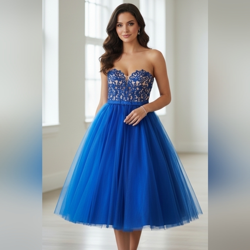 Rachel Allan Royal Blue Birthday Strapless Tutu Women"s Dress Size 12